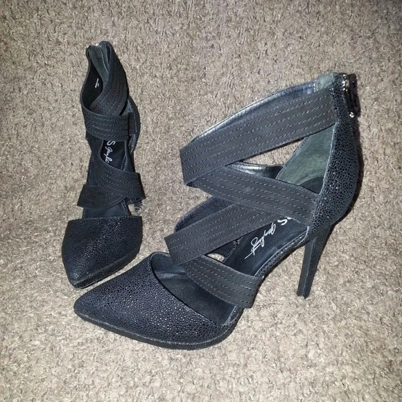 ABS-ALLEN SCHWARTZ-Letta-Black Stiletto Heels - Picture 1 of 7